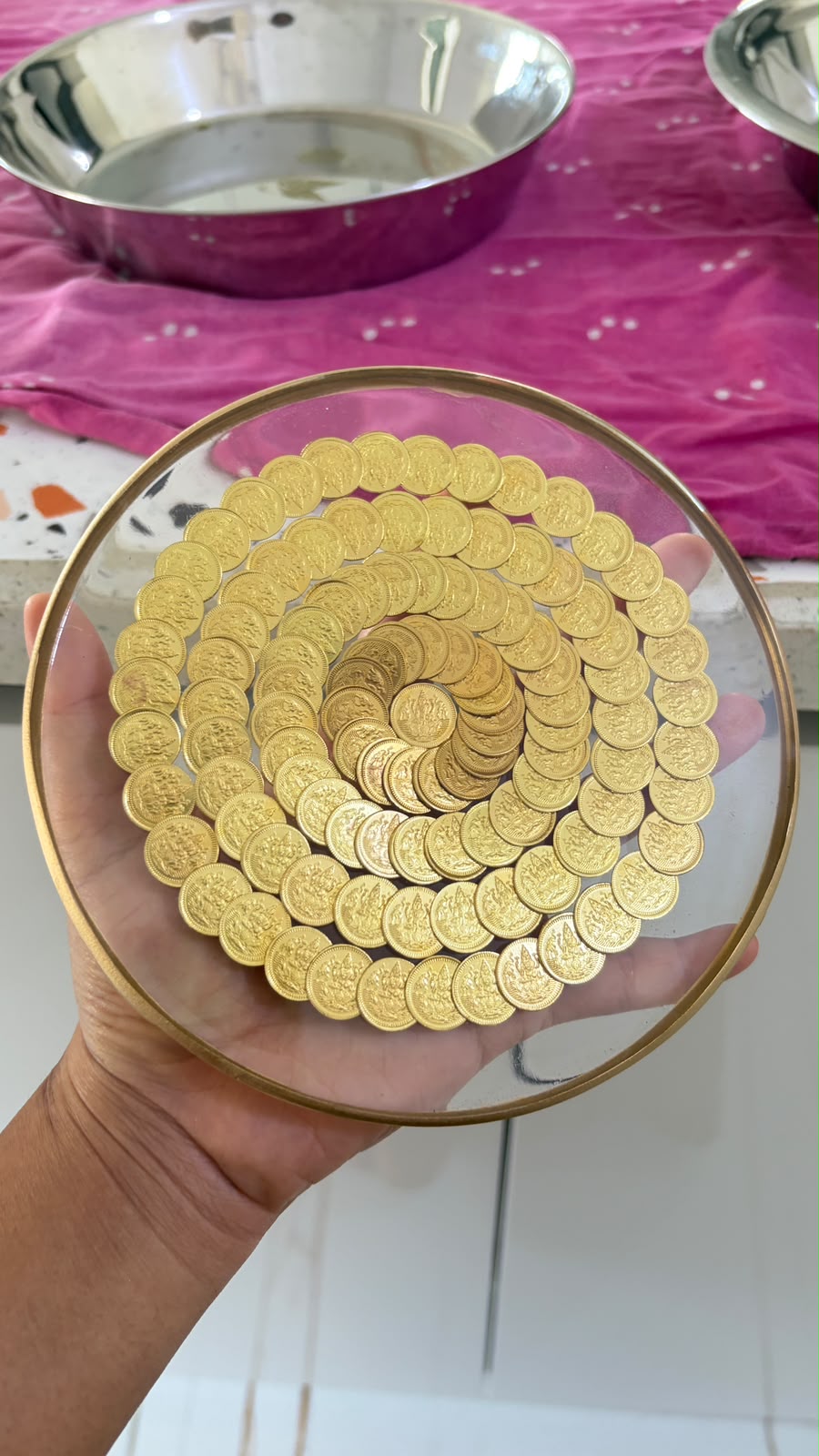 Lakshmi Peeta positioned according to Vastu rules for pooja chowki placement in a home mandir