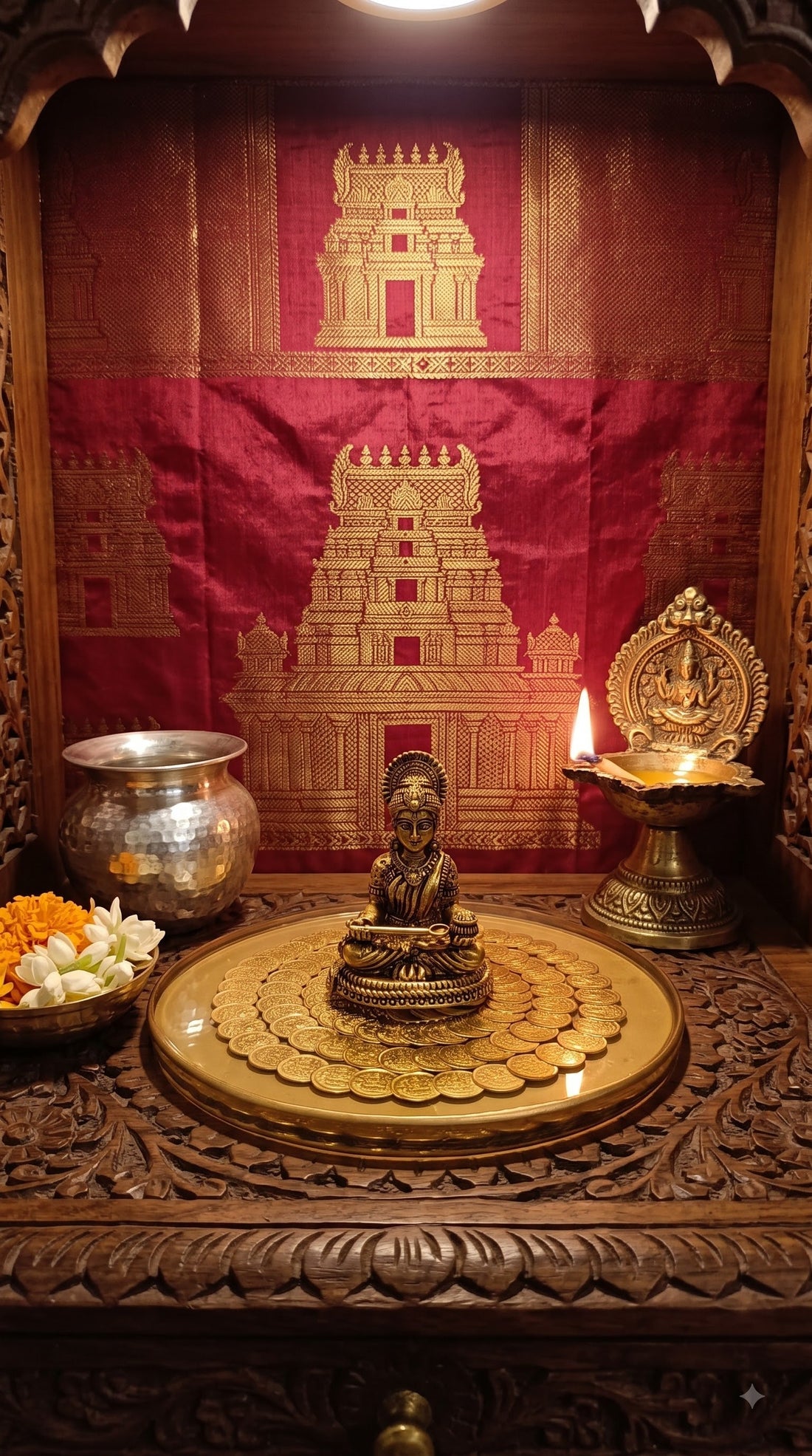 Lakshmi Peeta displayed as the perfect modern pooja stand with a clear unshakable foundation