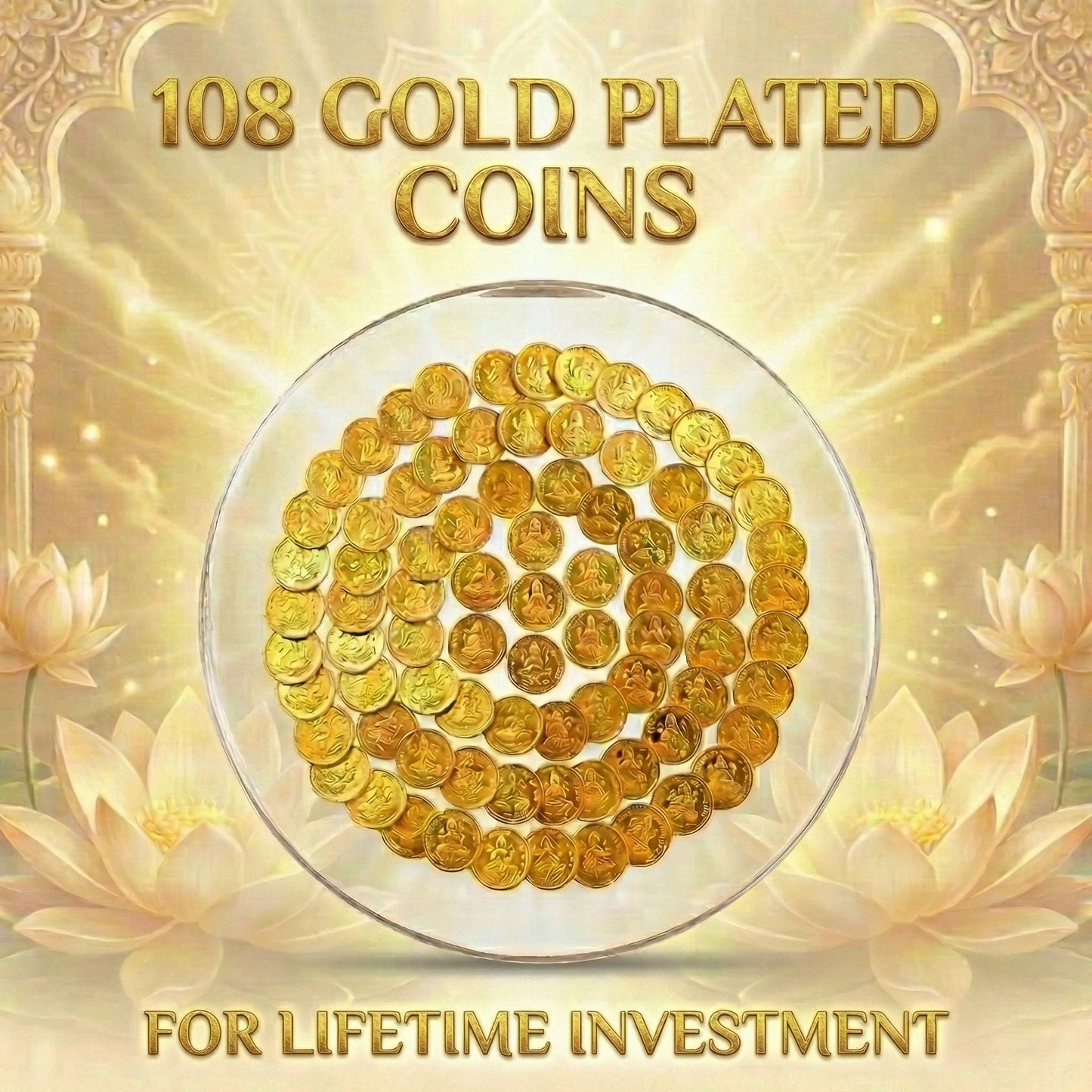 Lakshmi Peeta Idol Stand – Pooja Chowki with 108 Lakshmi Kubera Coins