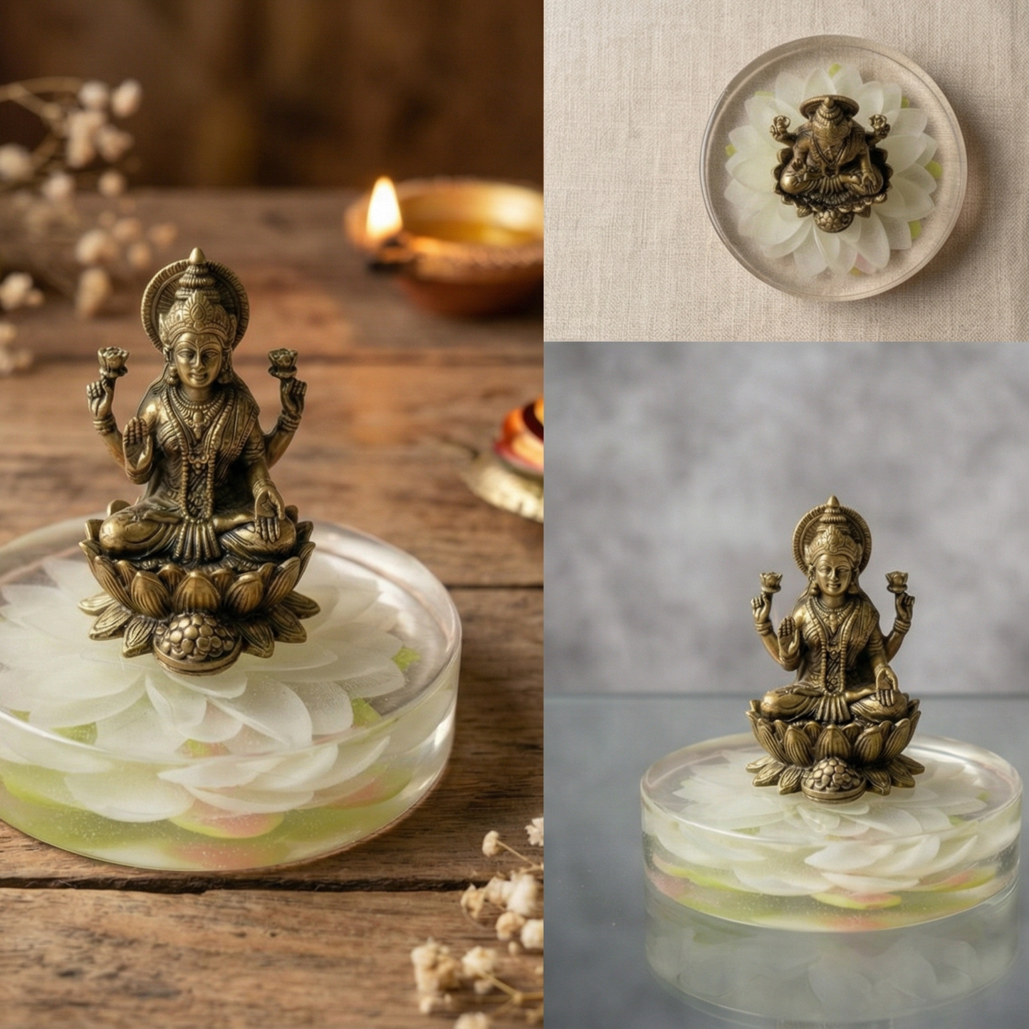 Brahma Kamala Idol Stand Sacred Himalayan Lotus Base for Purity