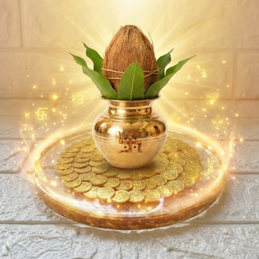 Lakshmi Peeta Idol Stand – Pooja Chowki with 108 Lakshmi Kubera Coins